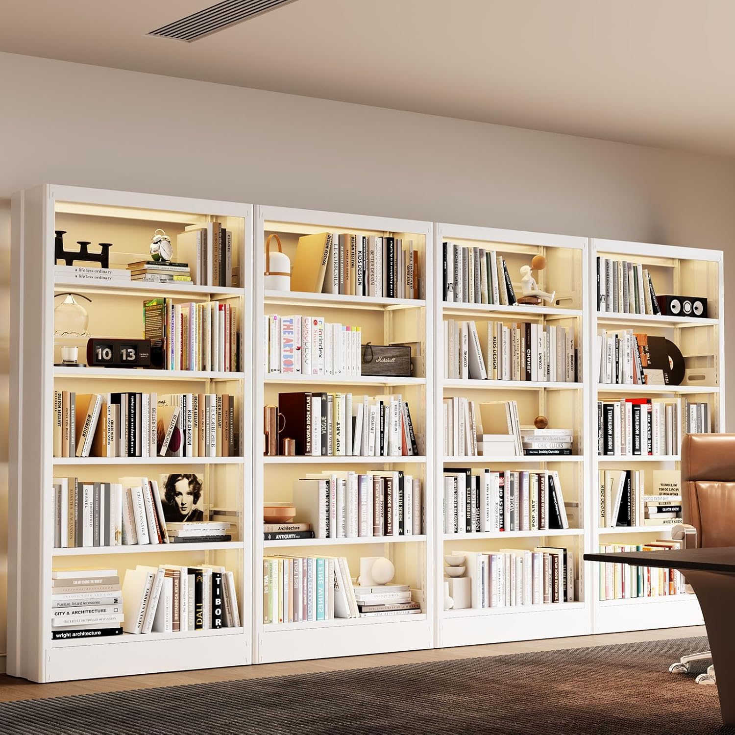 Bookshelf 5 Tier - رف كتب معدني أبيض بخمس طبقات،