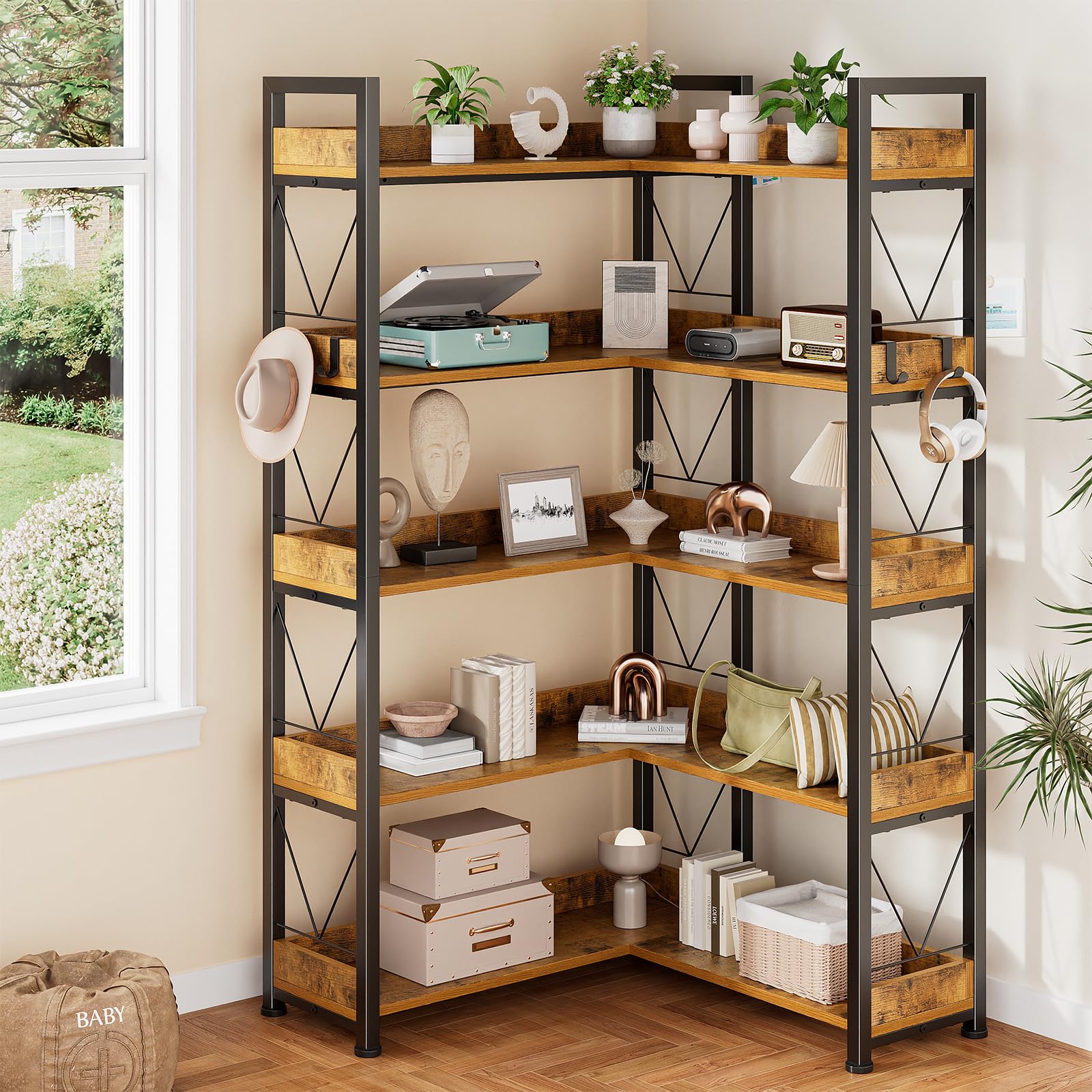 Bookshelf 5 Tier - رف كتب على شكل حرف L