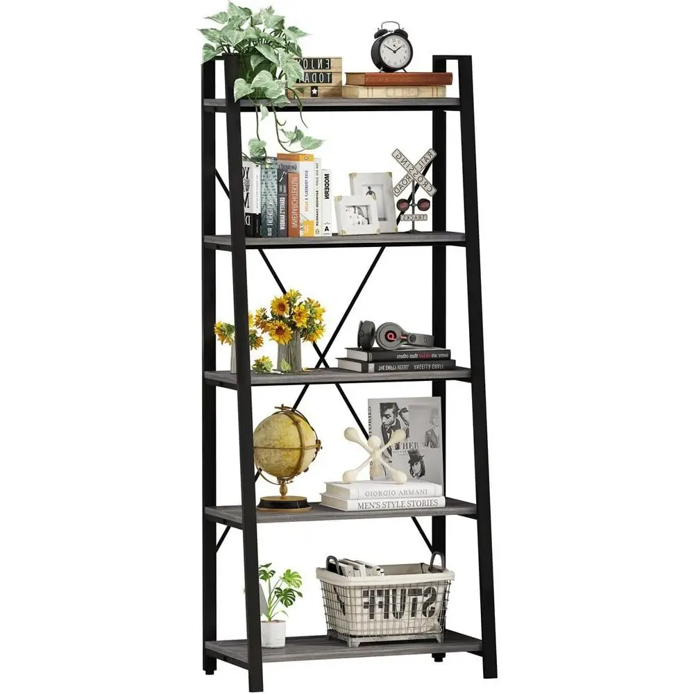 Bookshelf 5 Tier - رف كتب بخمسة طبقات، بتصميم صناعي،
