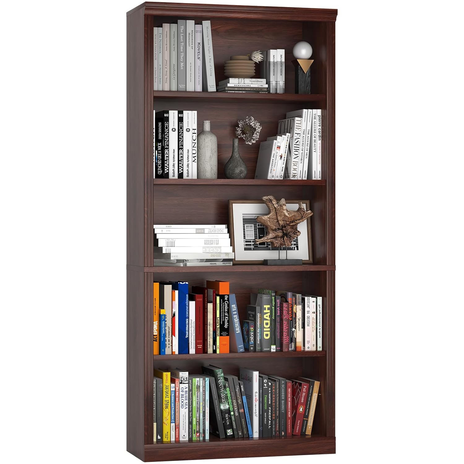 Office X Furniture - خزانة كتب خشبية بـ 5 طبقات