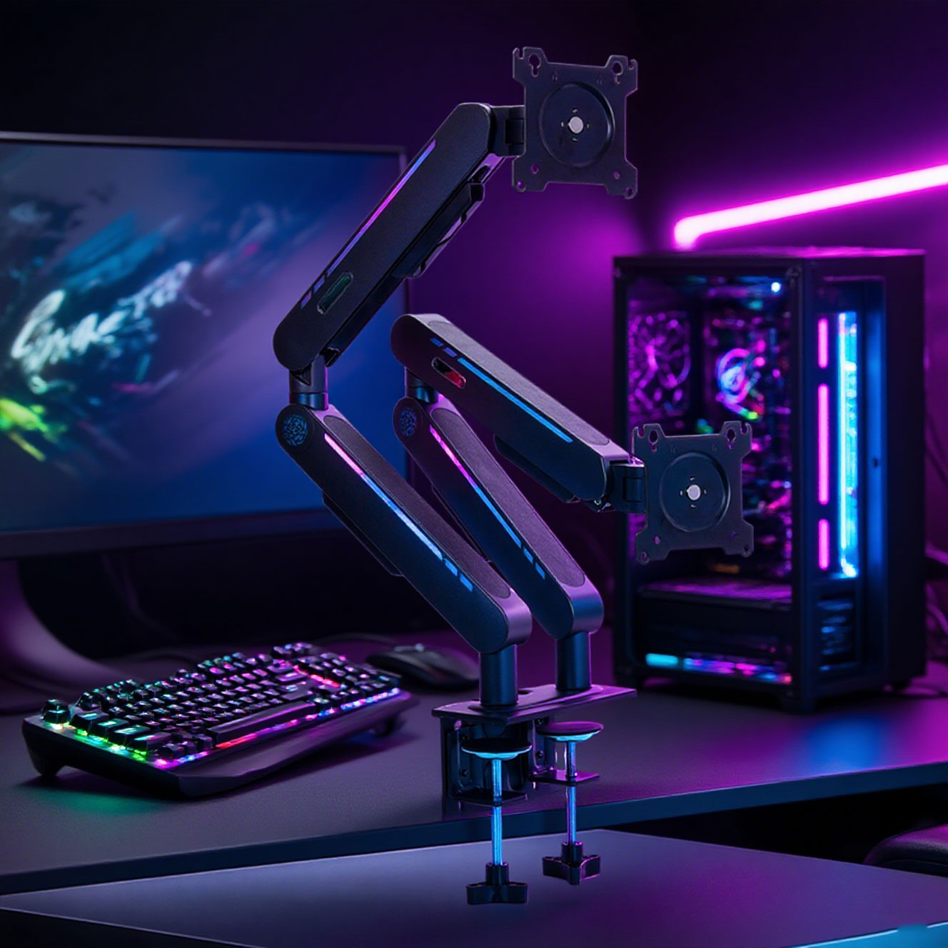 Adjustable Monitor Mount - حامل مكتب جديد بذراع مزدوج قابل