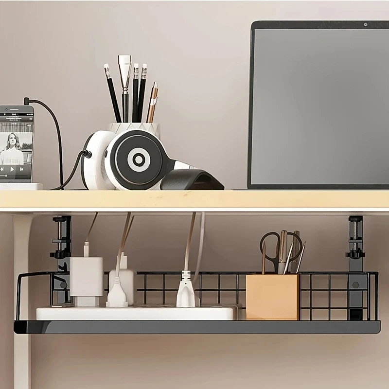 Cable Tray Under Desk - منظم كابلات تحت المكتب بدون حفر،