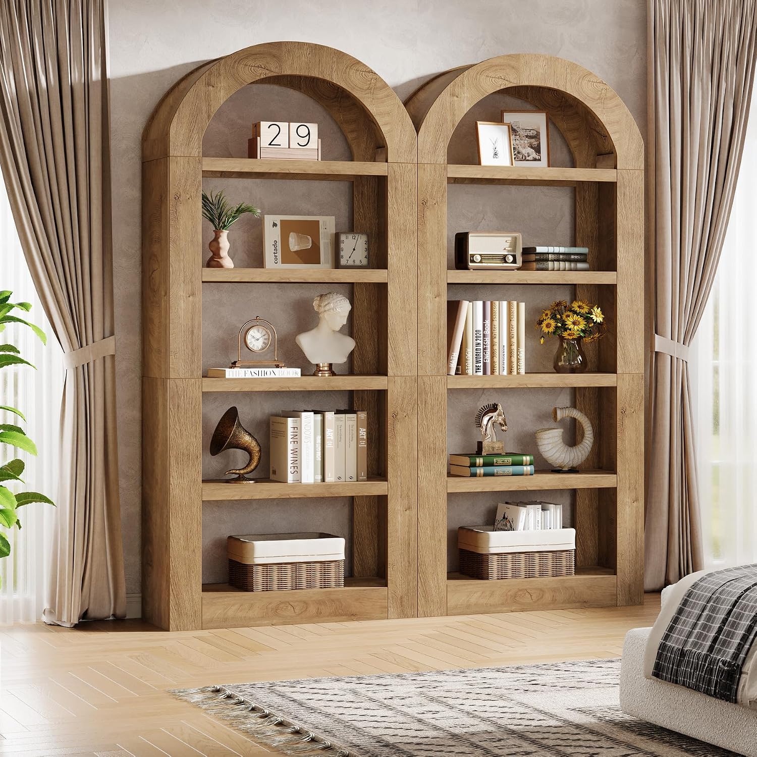 Bookshelf 5 Tier - رف كتب مقوس بطول 70.9 بوصة،