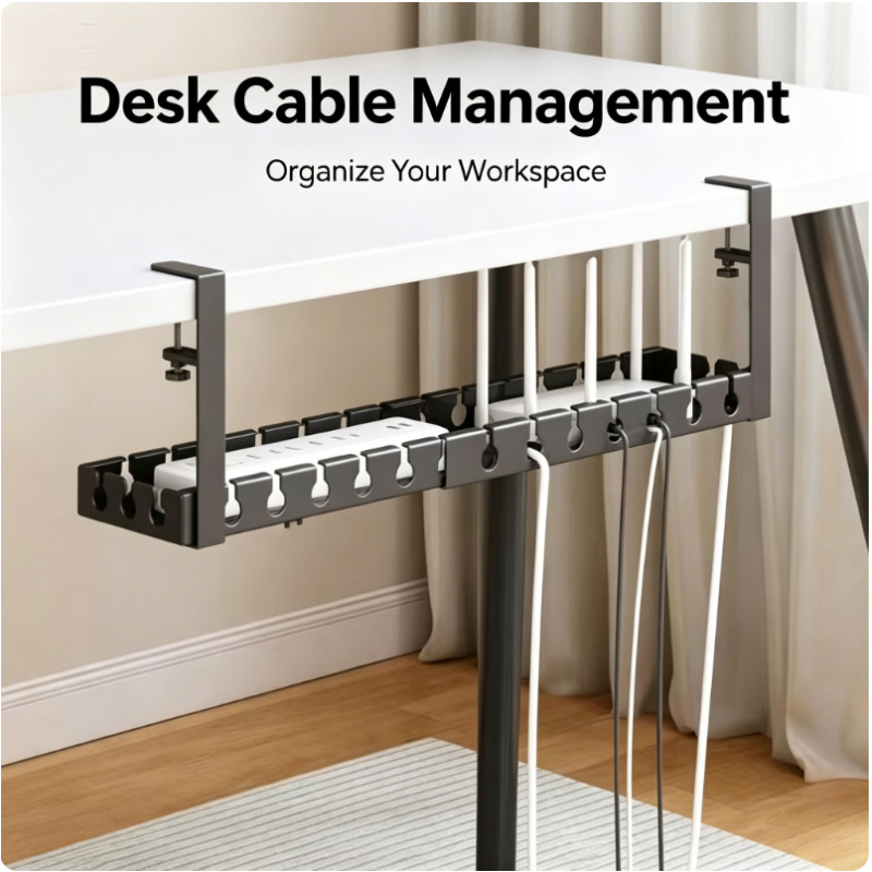 Cable Tray Under Desk - رف تخزين تلسكوبي تحت الطاولة، منظم