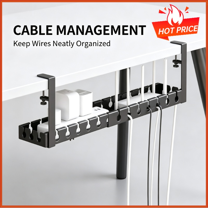 Cable Tray Under Desk - رف تخزين تلسكوبي تحت الطاولة، منظم