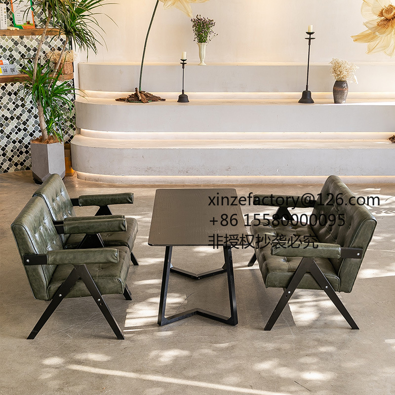 Office Furniture Factory Shop - طاولة وكرسي بتصميم ريترو لمحلات شاي