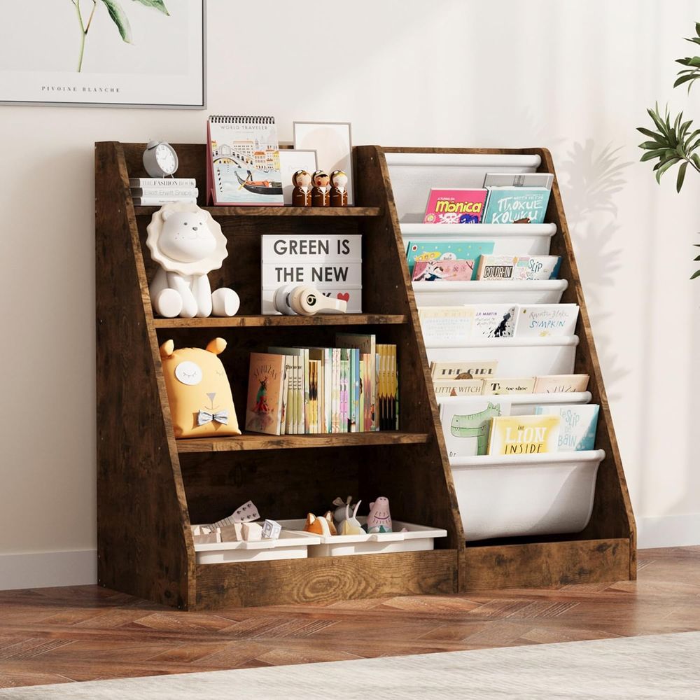 Bookshelf 5 Tier - رف كتب خشبي للأطفال بأربعة مستويات