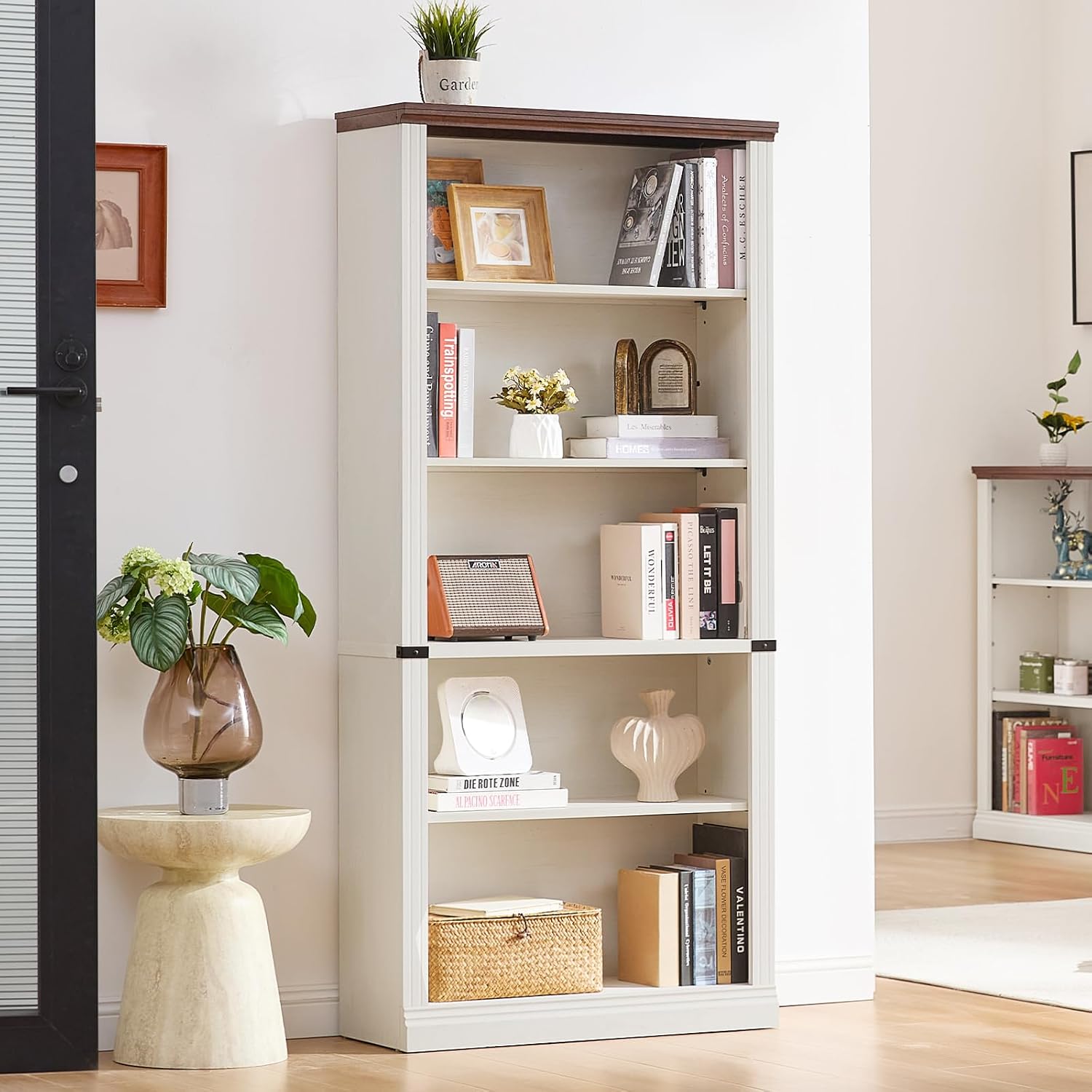رف كتب ريفي أبيض بـ 5 طبقات، 7 - مراجعة Bookshelf 5 Tier وسعره