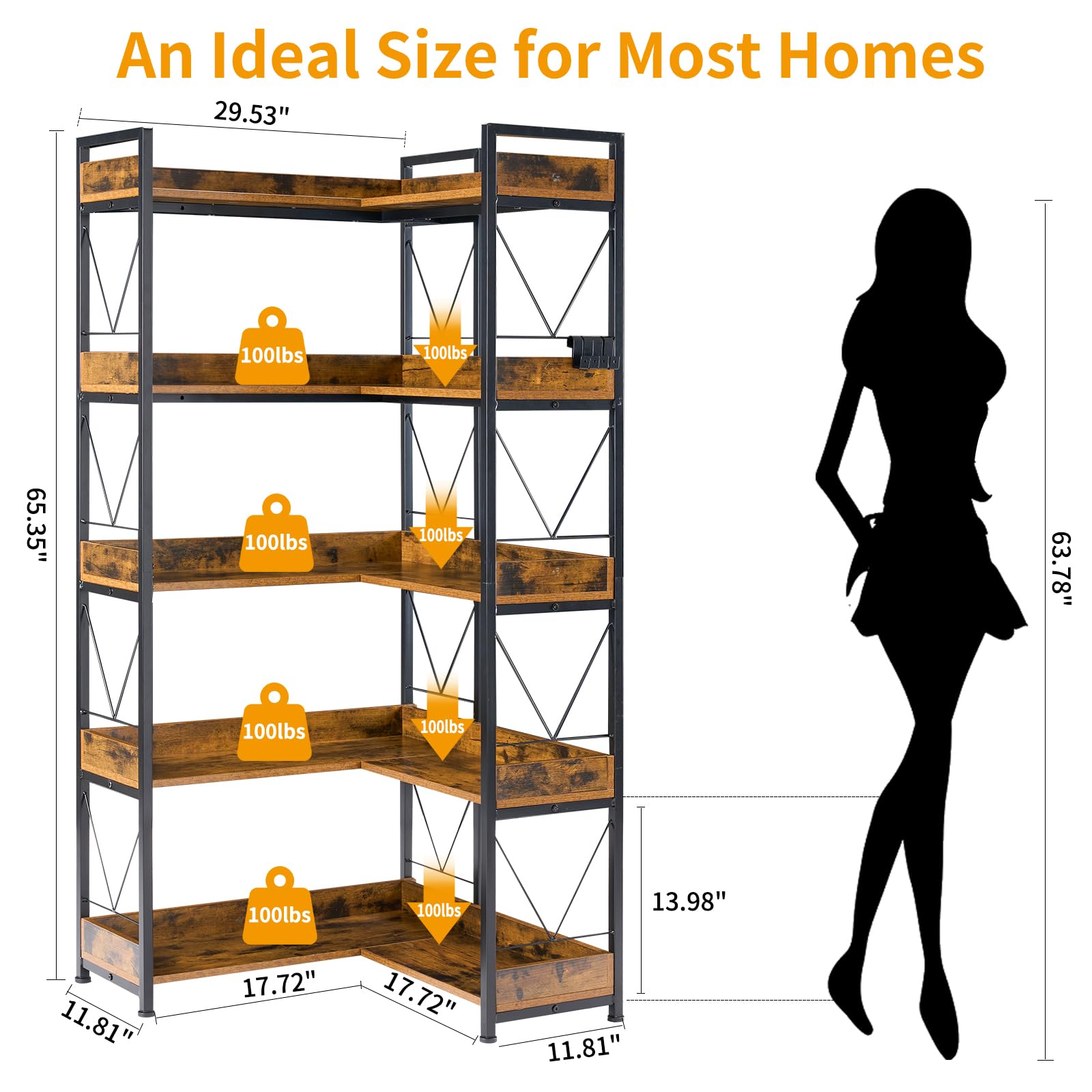 رف كتب على شكل حرف L من JHK مق - مراجعة Bookshelf 5 Tier وسعره