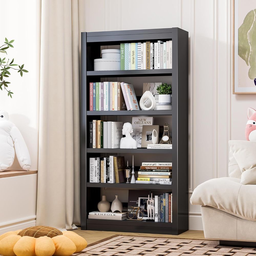 رف كتب أسود بخمس طبقات، 6 أماك - مراجعة Bookshelf 5 Tier وسعره