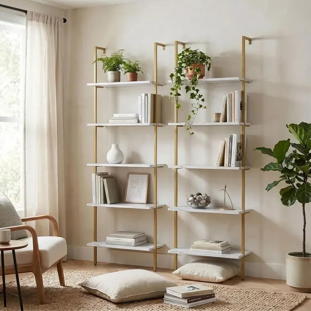 رف خشبي مثبت على الحائط من 5 ط - مراجعة Bookshelf 5 Tier وسعره