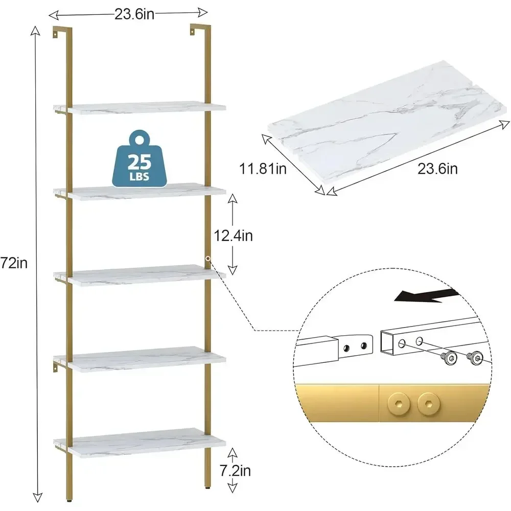 رف خشبي مثبت على الحائط من 5 ط - مراجعة Bookshelf 5 Tier وسعره