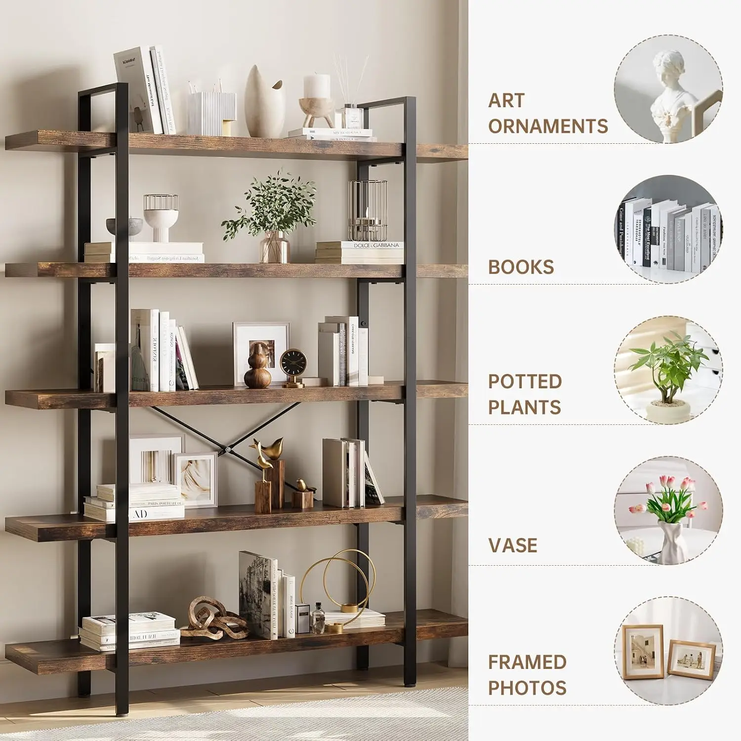 مجموعة من 2 رفوف كتب، رف كتب ص - مراجعة Bookshelf 5 Tier وسعره