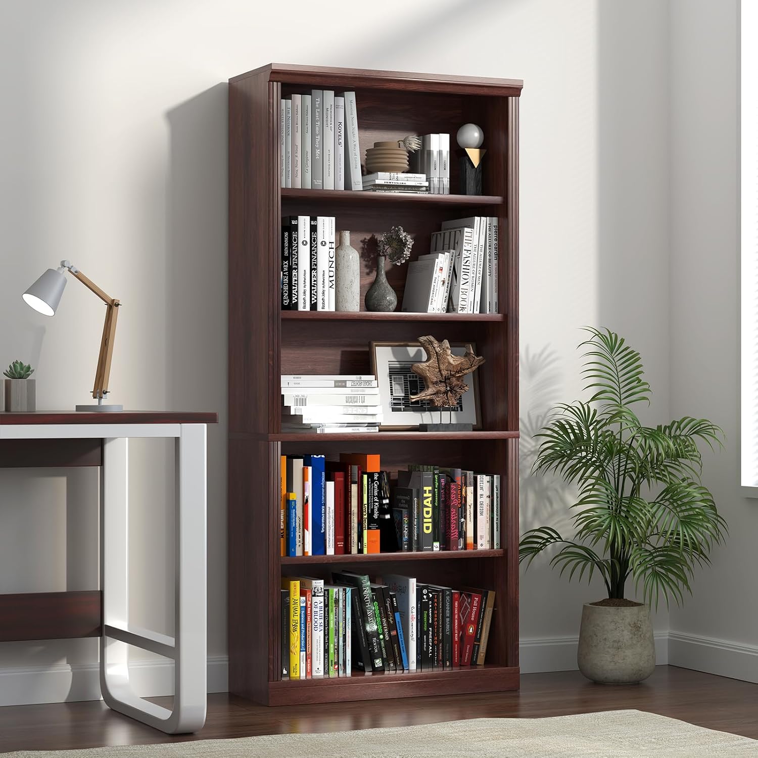 خزانة كتب خشبية بـ 5 طبقات مع  - مراجعة Office X Furniture وسعره