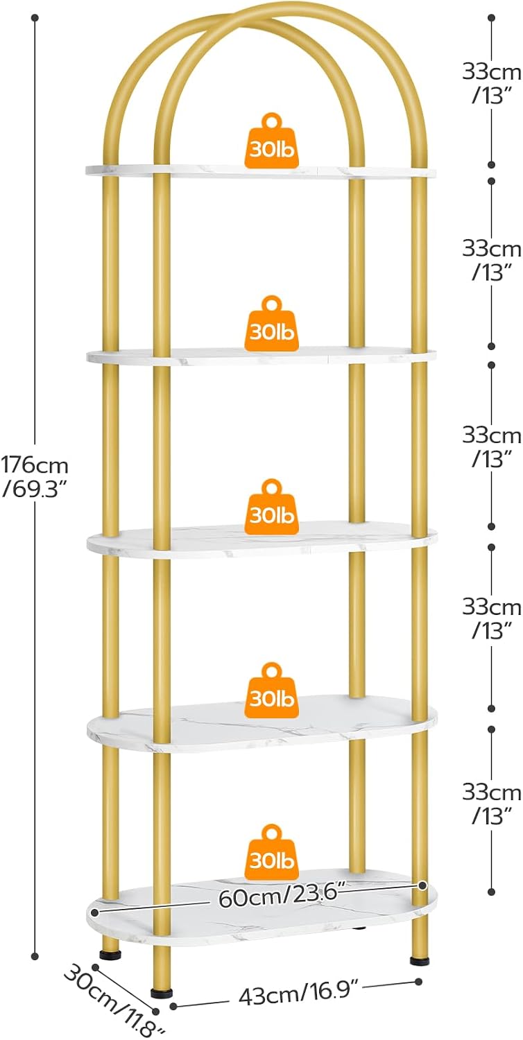 رف كتب مفتوح من 5 طبقات من HOO - مراجعة Bookshelf 5 Tier وسعره