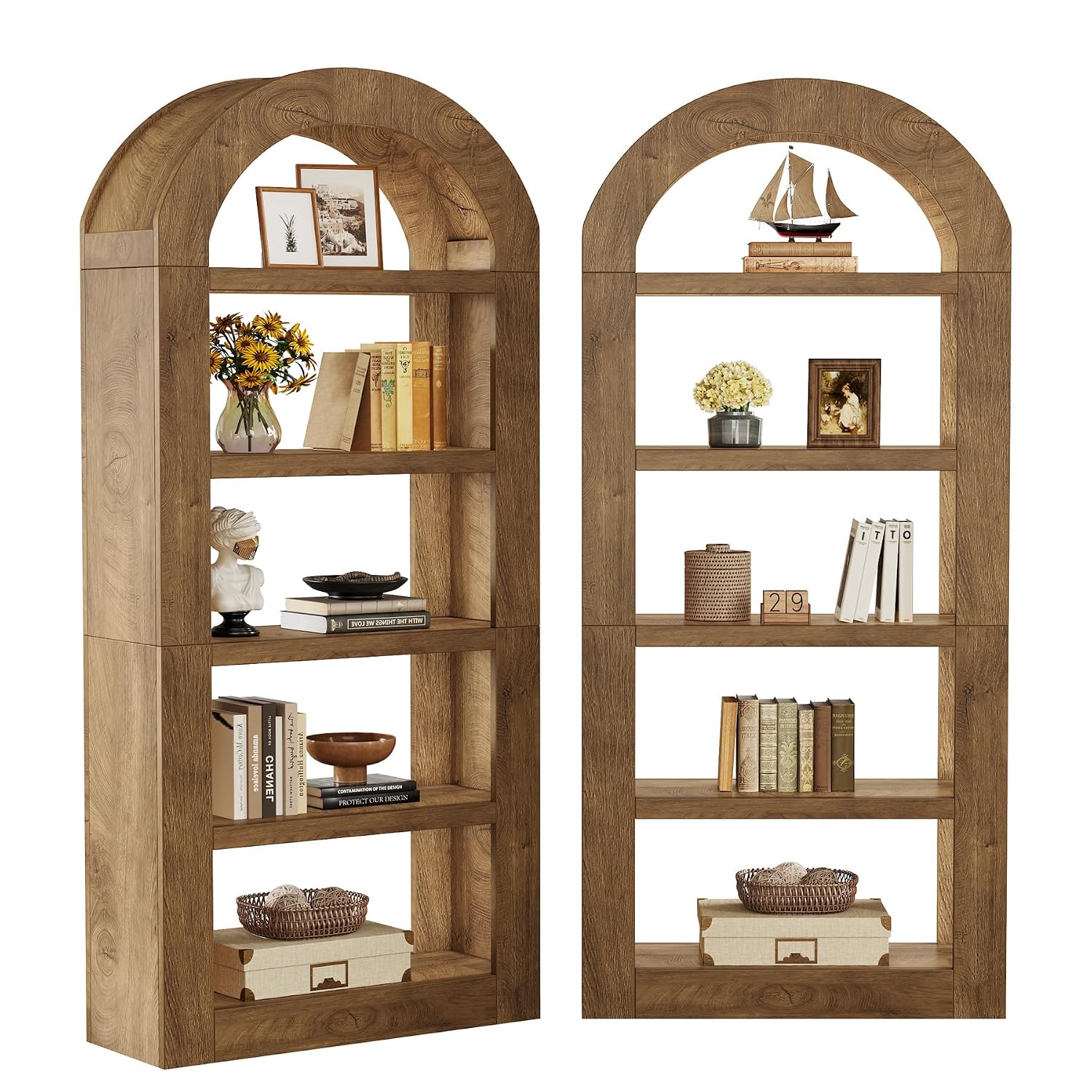 رف كتب مقوس بطول 70.9 بوصة، من - مراجعة Bookshelf 5 Tier وسعره