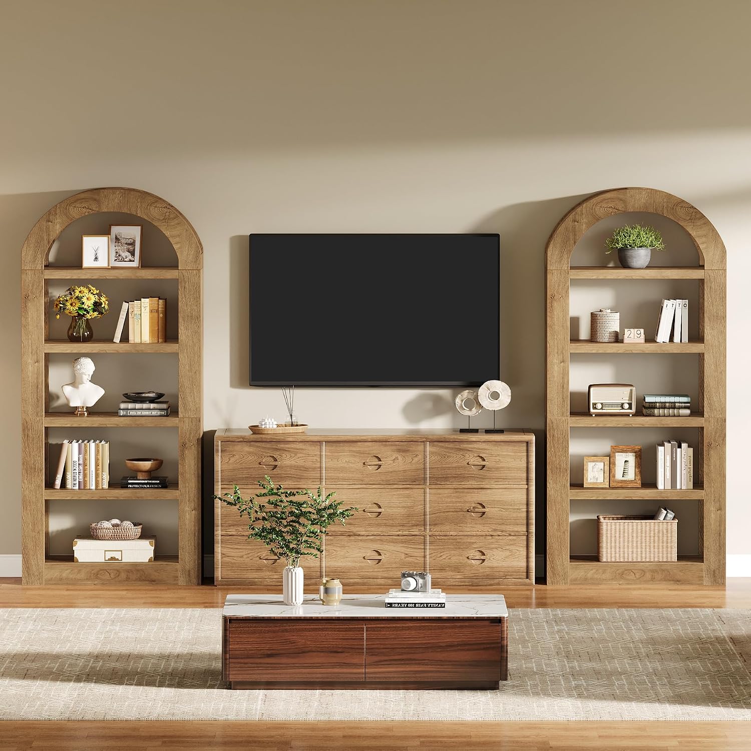 رف كتب مقوس بطول 70.9 بوصة، من - مراجعة Bookshelf 5 Tier وسعره