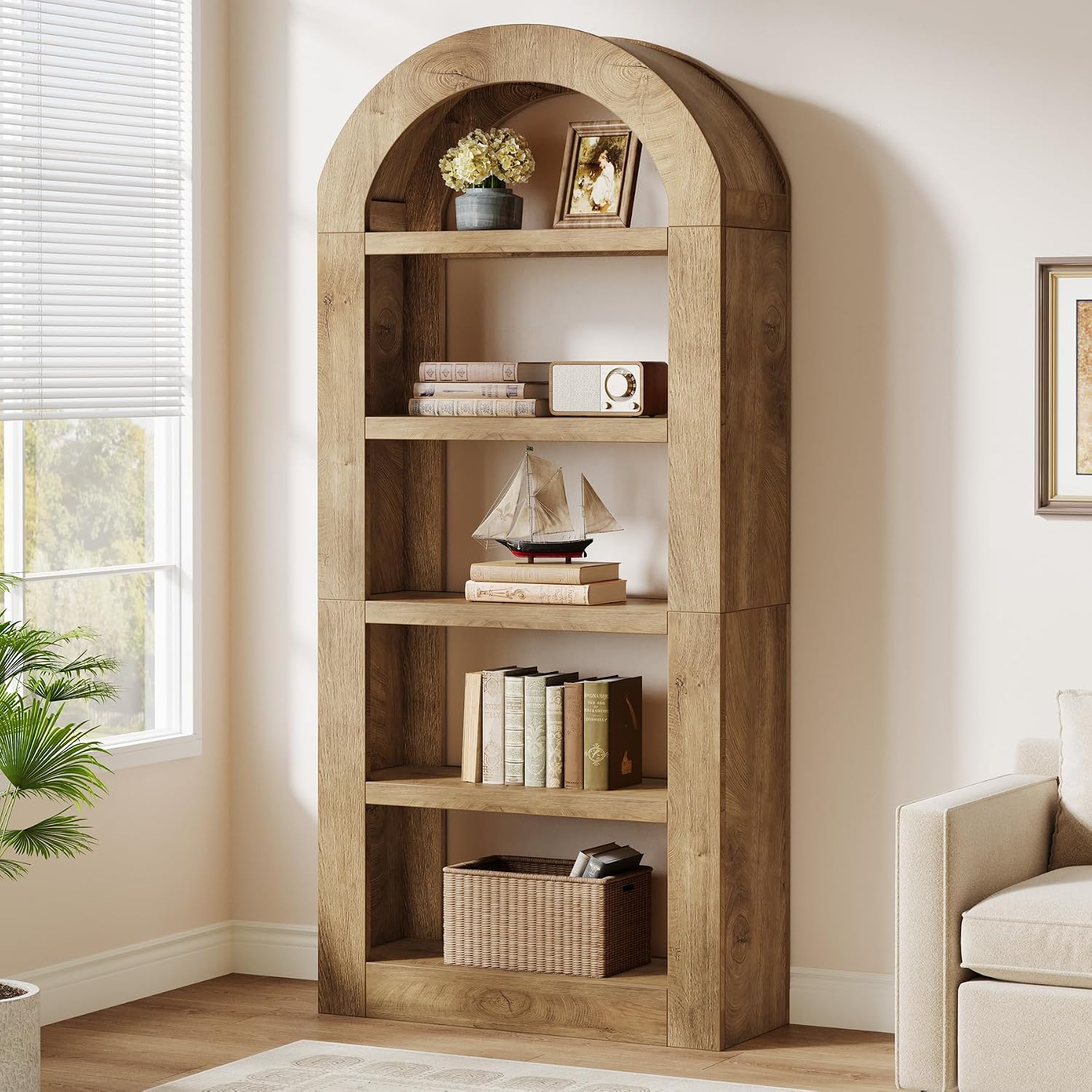 رف كتب مقوس بطول 70.9 بوصة، من - مراجعة Bookshelf 5 Tier وسعره