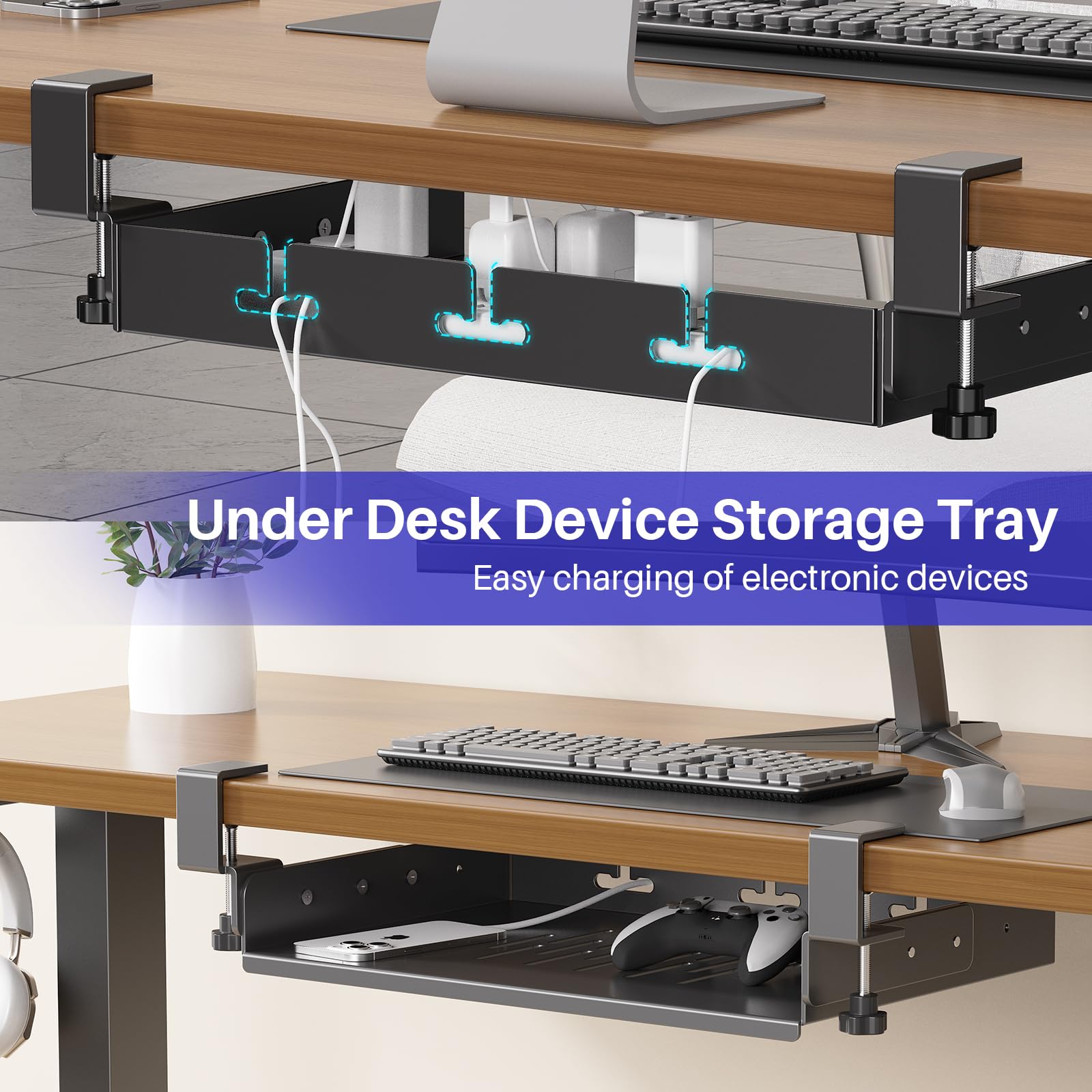 حامل لابتوب معدني يثبت تحت الم - مراجعة Cable Tray Under Desk وسعره