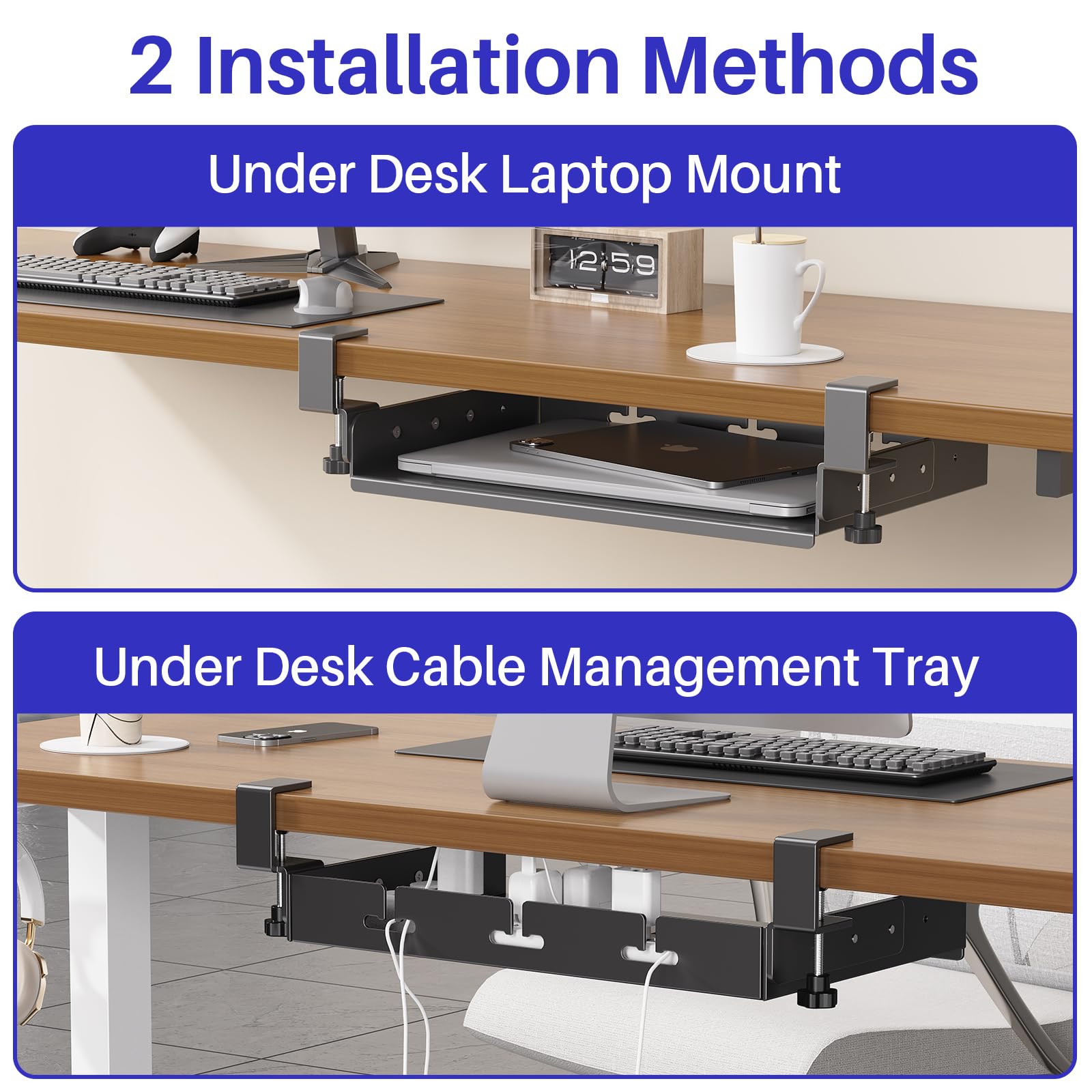 حامل لابتوب معدني يثبت تحت الم - مراجعة Cable Tray Under Desk وسعره