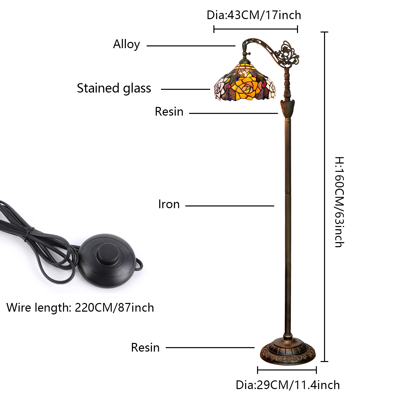 مصباح أرضي تيفاني، إضاءة قراءة - مراجعة Floor Lamp Arched وسعره