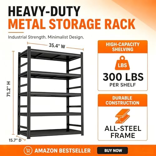 رف كتب معدني بخمس طبقات مع حاج - مراجعة Bookshelf 5 Tier وسعره