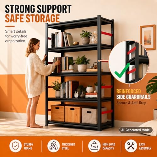 رف كتب معدني بخمس طبقات مع حاج - مراجعة Bookshelf 5 Tier وسعره