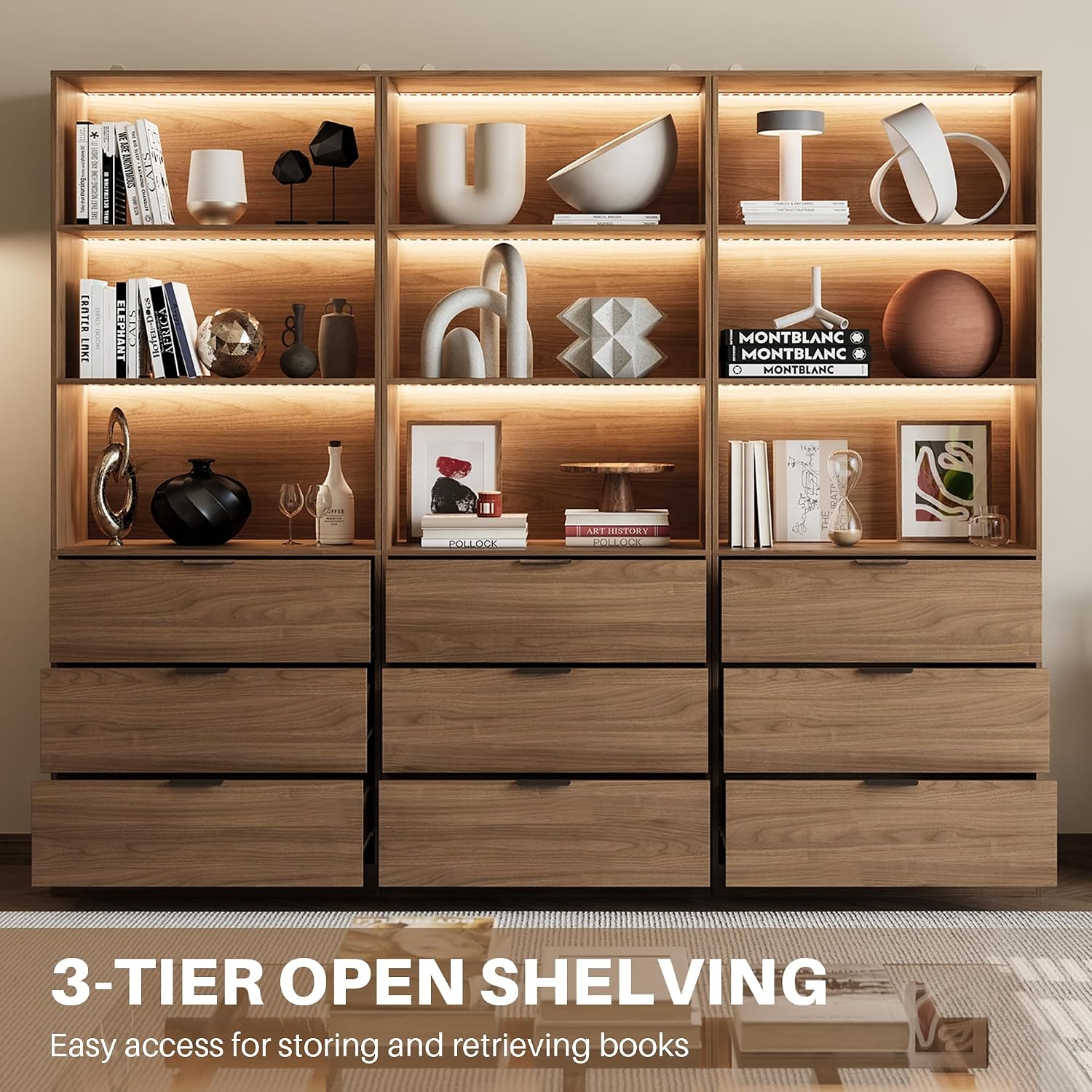 رف كتب مضيء مكون من 3 قطع، 5 ط - مراجعة Bookshelf 5 Tier وسعره