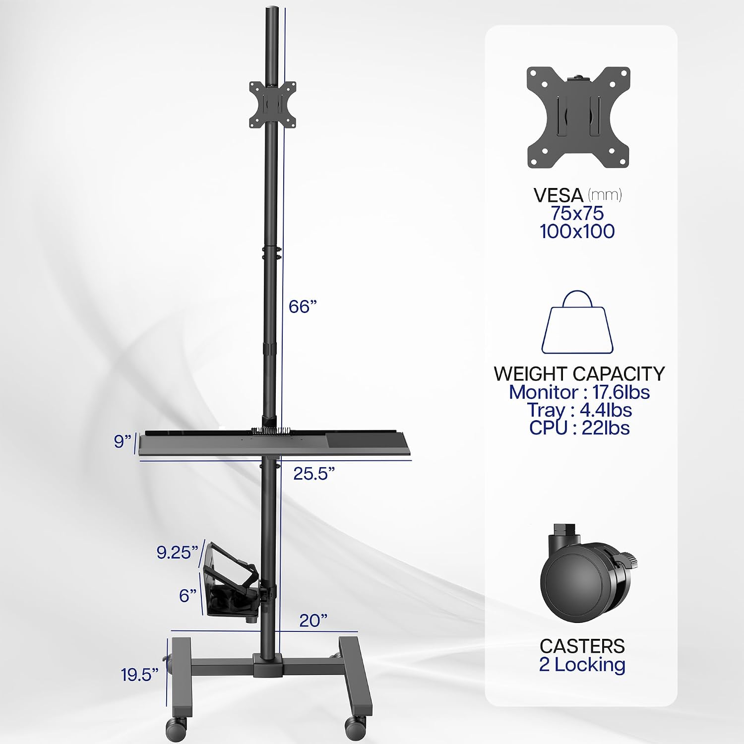 عربة كمبيوتر متحركة سوداء مع ح - مراجعة Adjustable Monitor Mount وسعره