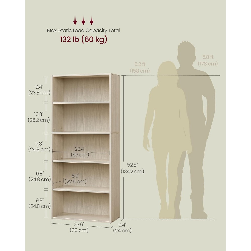 مجموعة VASAGLE CUSTOS - رف كتب - مراجعة Bookshelf 5 Tier وسعره